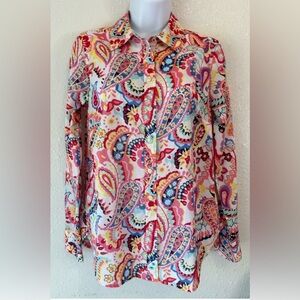 Talbots Twee Paisley Colorful Balletcorere Blouse